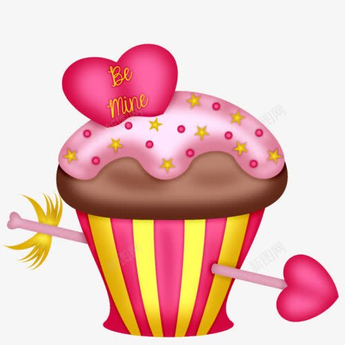 手绘爱情蛋糕png免抠素材_新图网 https://ixintu.com 卡通 手绘 爱情蛋糕 粉色 纸杯蛋糕