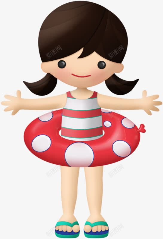 站立的女孩png免抠素材_新图网 https://ixintu.com 卡通 女孩 手绘 站立的人 红色泳圈