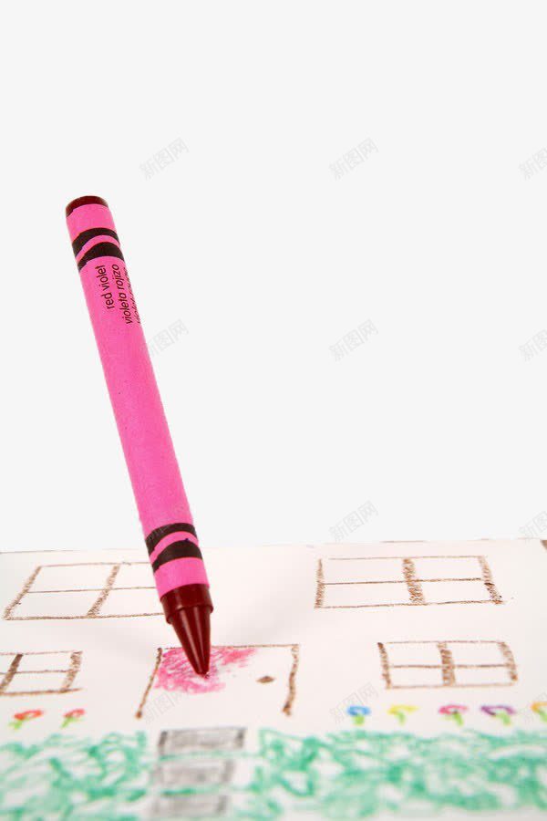 手绘蜡笔画png免抠素材_新图网 https://ixintu.com 儿童蜡笔画 手绘 画画 粉色 绘画工具 蜡笔