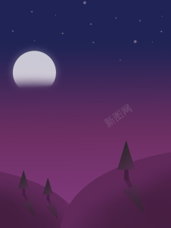 寂静夜晚星空插画高清图片