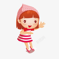 粉红色帽子粉红色帽子的卡通小女孩矢量图高清图片