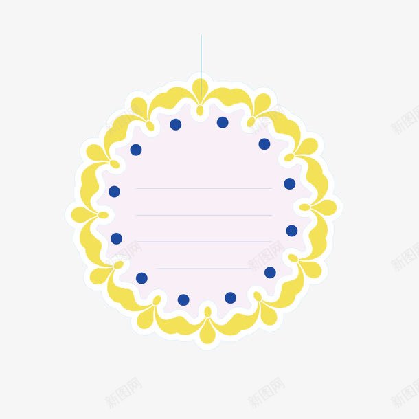 藏蓝色圆花边png免抠素材_新图网 https://ixintu.com 大文本框 花纹 花边 藏蓝 黄色