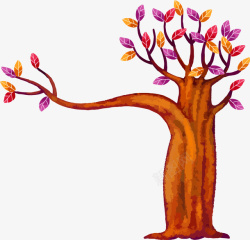 秋天的树卡通手绘矢量图素材