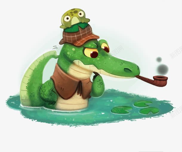 鳄鱼侦探png免抠素材_新图网 https://ixintu.com PNG PNG免费下载 PNG图片 侦探 卡通 绿色 鳄鱼
