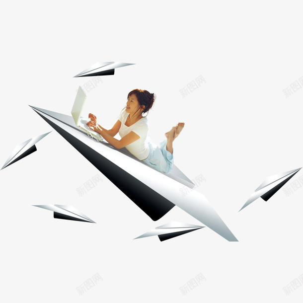 纸飞机创意png免抠素材_新图网 https://ixintu.com 免费纸飞机 纸飞机 纸飞机创意 美女