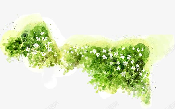 绿色手绘艺术花朵植物png免抠素材_新图网 https://ixintu.com 植物 绿色 艺术 花朵