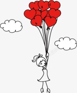 卡通女孩心形气球素材