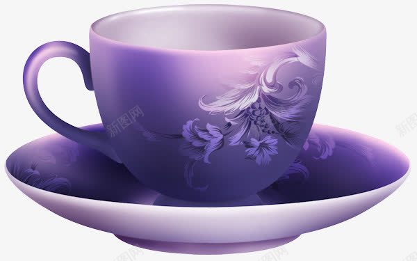 紫色咖啡杯png免抠素材_新图网 https://ixintu.com 咖啡 咖啡杯 手绘 杯具