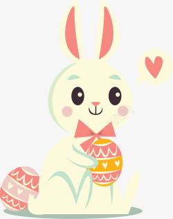 抱着彩蛋的粉色兔矢量图素材