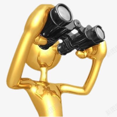 3D小人png免抠素材_新图网 https://ixintu.com 3D 小人 望远镜 运动 金色