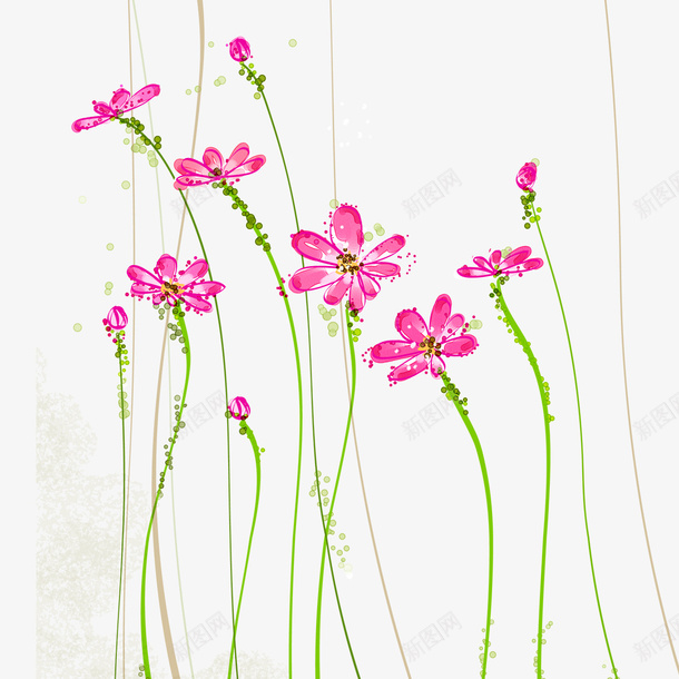 粉色花朵线条png免抠素材_新图网 https://ixintu.com 粉色 粉色线条 粉色花朵 线条花朵 花朵