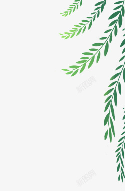 绿色的柳枝清新绿色柳枝装饰元素高清图片