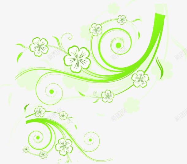 绿色清瓣花纹装饰png免抠素材_新图网 https://ixintu.com 绿色 花纹 装饰