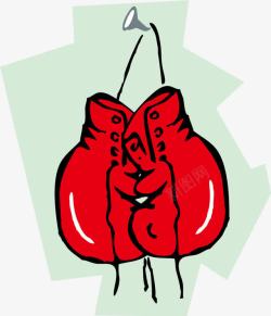 卡通红色拳击手套素材