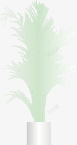 绿色芭蕉叶装饰水彩画素材