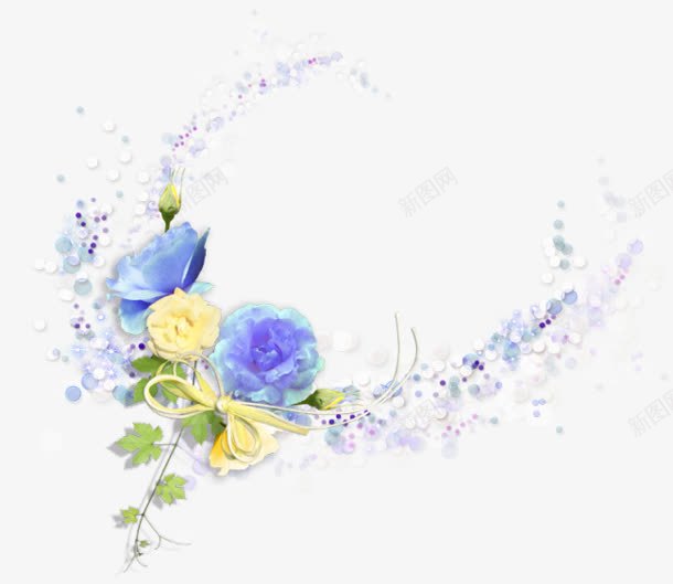 蓝色唯美花朵装饰png免抠素材_新图网 https://ixintu.com 唯美 花朵 蓝色 装饰