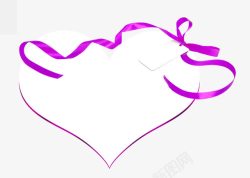 爱心紫色彩带丝带素材