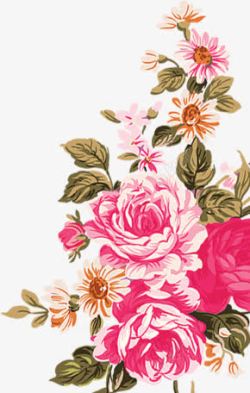 粉色手绘创意花朵植物素材