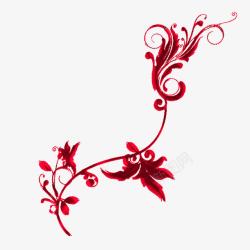 红色古风装饰花朵素材
