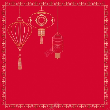 红色灯笼热气球背景图背景