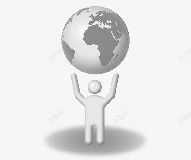 小人儿和地球png免抠素材_新图网 https://ixintu.com 卡通 地球 扁平人物 手绘 手顶地球 灰色地球 灰色小人