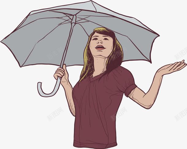 手绘打伞的女人png免抠素材_新图网 https://ixintu.com 下雨天 感受雨滴 手绘女人 矢量png 素描人物 雨中撑伞
