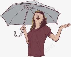 手绘打伞的女人素材