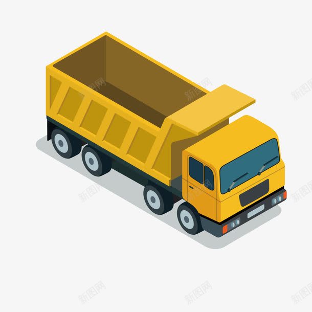黄色卡车png免抠素材_新图网 https://ixintu.com 出行 卡车 扁平化 纹理 质感 轮子 运输 黄色