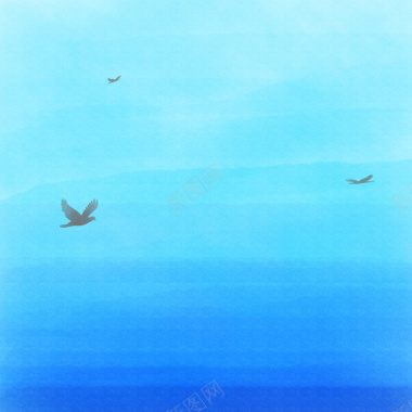 海面海水海鸥水彩背景