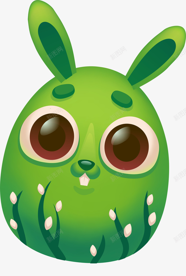 绿色卡通兔子png免抠素材_新图网 https://ixintu.com 免抠PNG 兔子 卡通 彩蛋 绿色 装饰图案