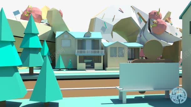 创意村落图png免抠素材_新图网 https://ixintu.com 创意设计 卡通设计 扁平创意图