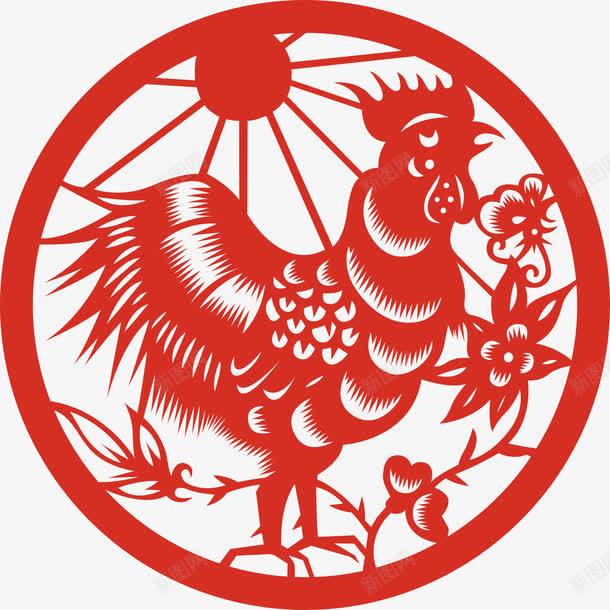 红色创意鸡的剪纸png免抠素材_新图网 https://ixintu.com 创意 剪纸 红色 鸡