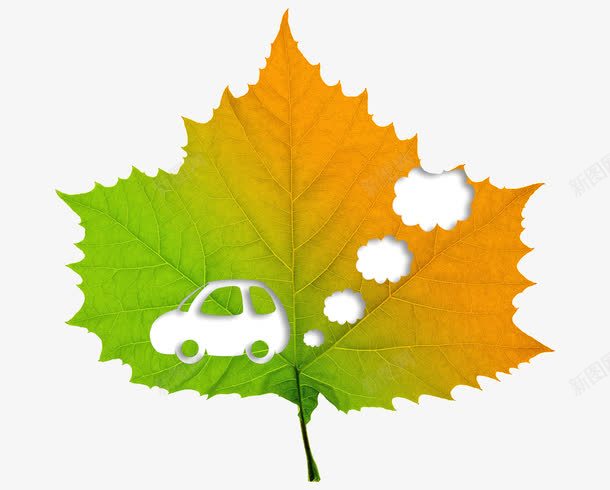 创意绿色无碳排放广告png免抠素材_新图网 https://ixintu.com 废气 汽车 空气污染 绿叶