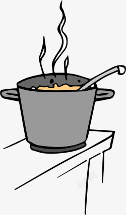 手绘煮汤矢量图素材
