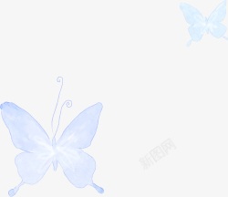 蓝色卡通手绘蝴蝶素材