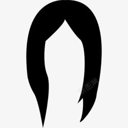 女性假发假发黑色长形图标高清图片