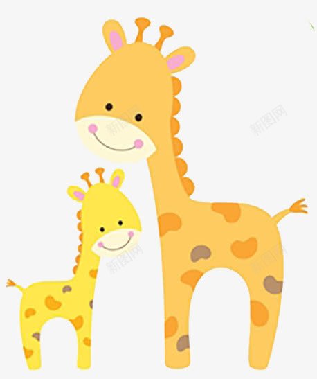 长颈鹿一家png免抠素材_新图网 https://ixintu.com 动物 卡通 可爱的