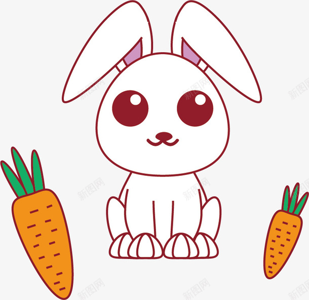 卡通小兔子可爱插画png免抠素材_新图网 https://ixintu.com 卡通 可爱 小兔子 插画 胡萝卜