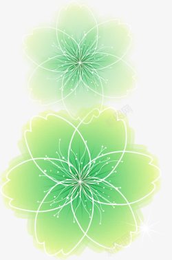 绿色梦幻线条花朵素材