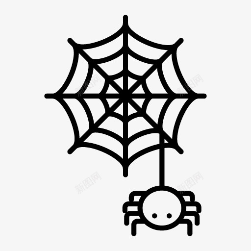 蜘蛛蜘蛛网图标png_新图网 https://ixintu.com 一张 卡通 手绘 简笔 线条 蜘蛛 蜘蛛网 黑色