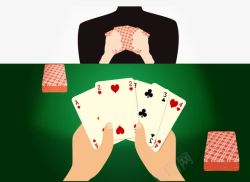 绿色赌桌玩牌的人高清图片