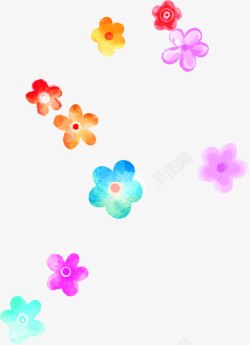 手绘彩色花朵水彩装饰素材