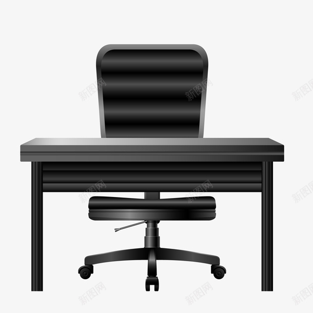 卡通办公桌椅矢量图ai免抠素材_新图网 https://ixintu.com 上班 办公 家具设计 桌椅设计 黑色 矢量图