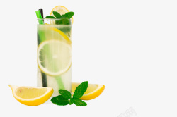 玻璃饮夏日柠檬爽口冰饮高清图片
