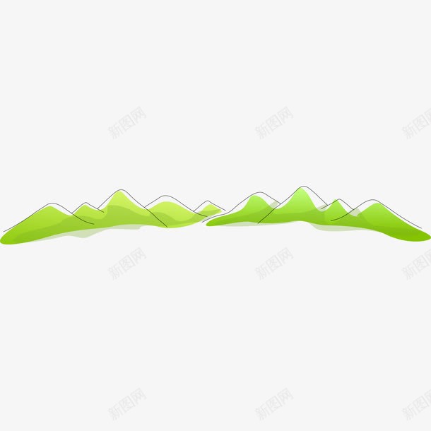 手绘绿色的群山png免抠素材_新图网 https://ixintu.com 手绘 手绘绿色的群山 绿色 群山