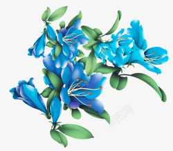 卡通蓝色花朵装饰素材