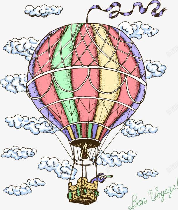 卡通手绘热气球云朵png免抠素材_新图网 https://ixintu.com 云朵 卡通 手绘 热气球