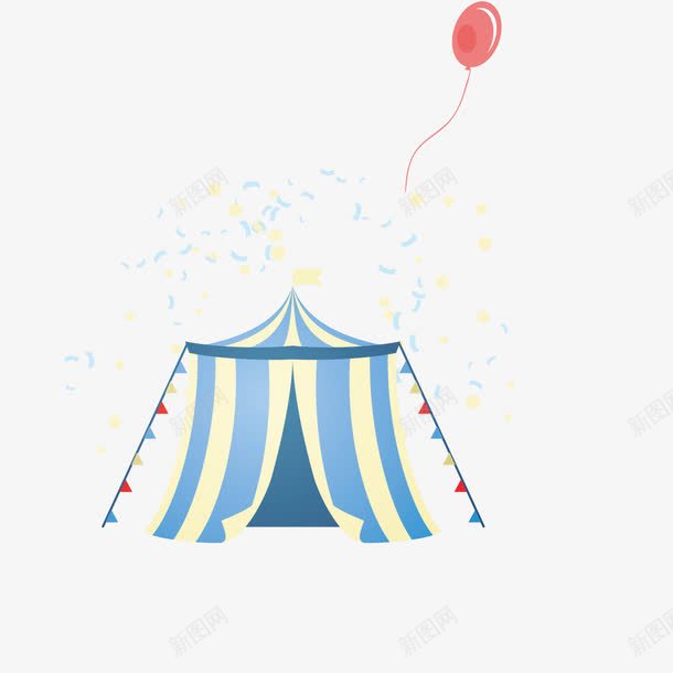 蓝色的帐篷png免抠素材_新图网 https://ixintu.com 帐篷 彩带 气球 节日 表演