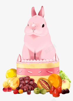 粉红兔子蛋糕素材