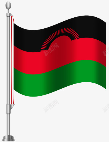 马拉维国旗png免抠素材_新图网 https://ixintu.com 国旗 红色 绿色 马拉维 黑色